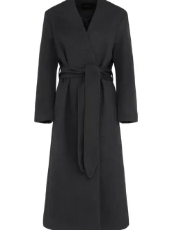 Cappotto lungo Veronique in misto lana / cintura