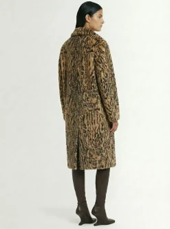 Cappotto midi in pelliccia sintetica leopard