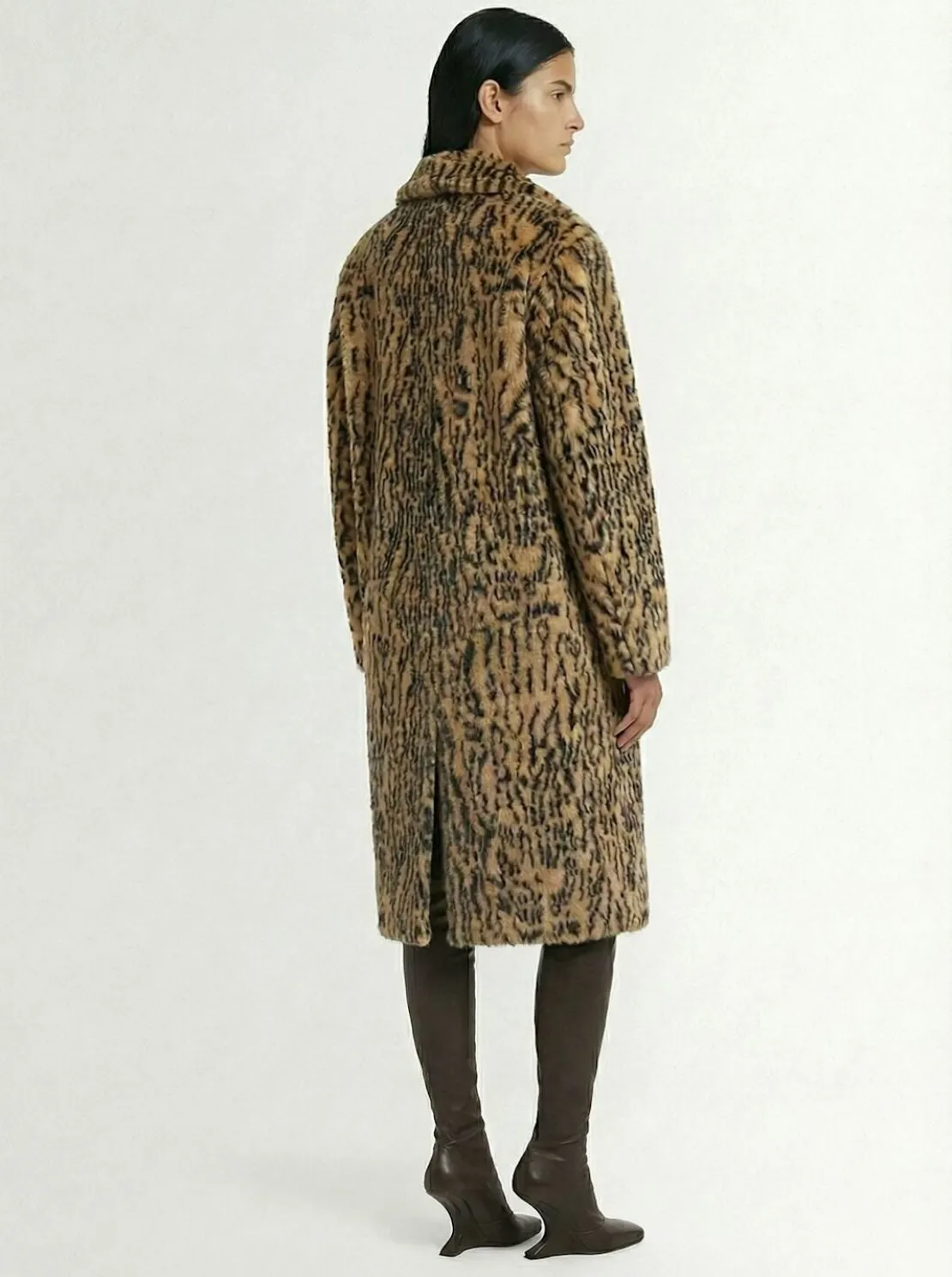 Cappotto midi in pelliccia sintetica leopard