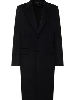 Cappotto monopetto in cashmere / revers a lancia
