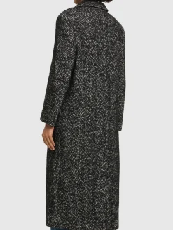 Cappotto Quinn in tweed spigato di misto lana
