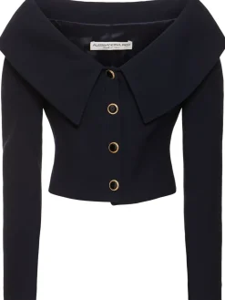 Cardigan con spalle scoperte in lana