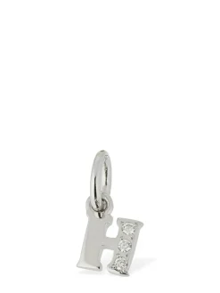Charm H in oro bianco 18kt con diamanti