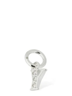 Charm Y in oro bianco 18kt con diamanti