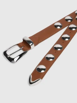 Cintura Benny in pelle con borchie