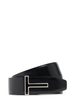 Cintura reversibile T in pelle 4cm