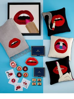 Coperta Lips in cammello e lana