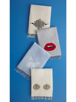 Coperta Lips in cammello e lana