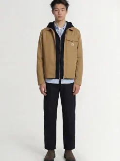 Cotton blend gabardine shirt jacket