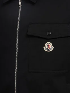 Cotton blend gabardine shirt jacket