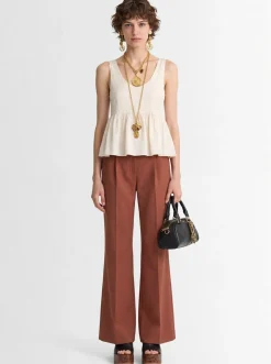 Cotton canvas high waist pants