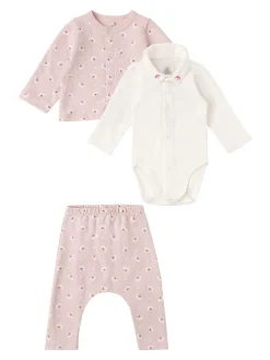 Cotton cardigan, bodysuit & pants
