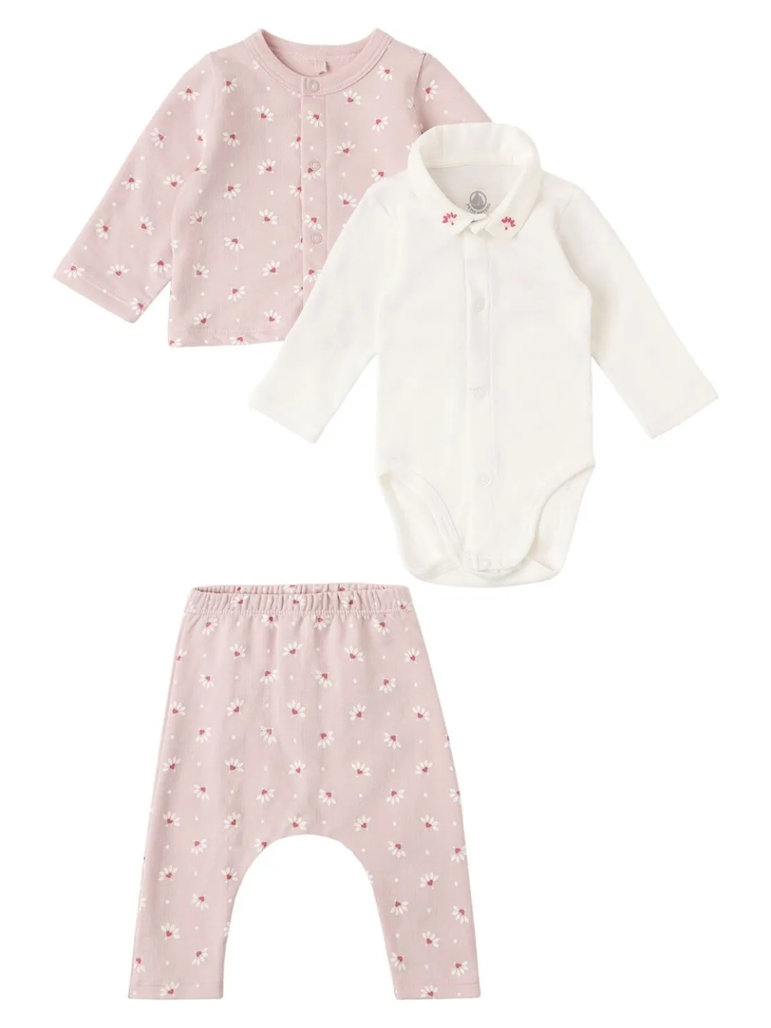 Cotton cardigan, bodysuit & pants