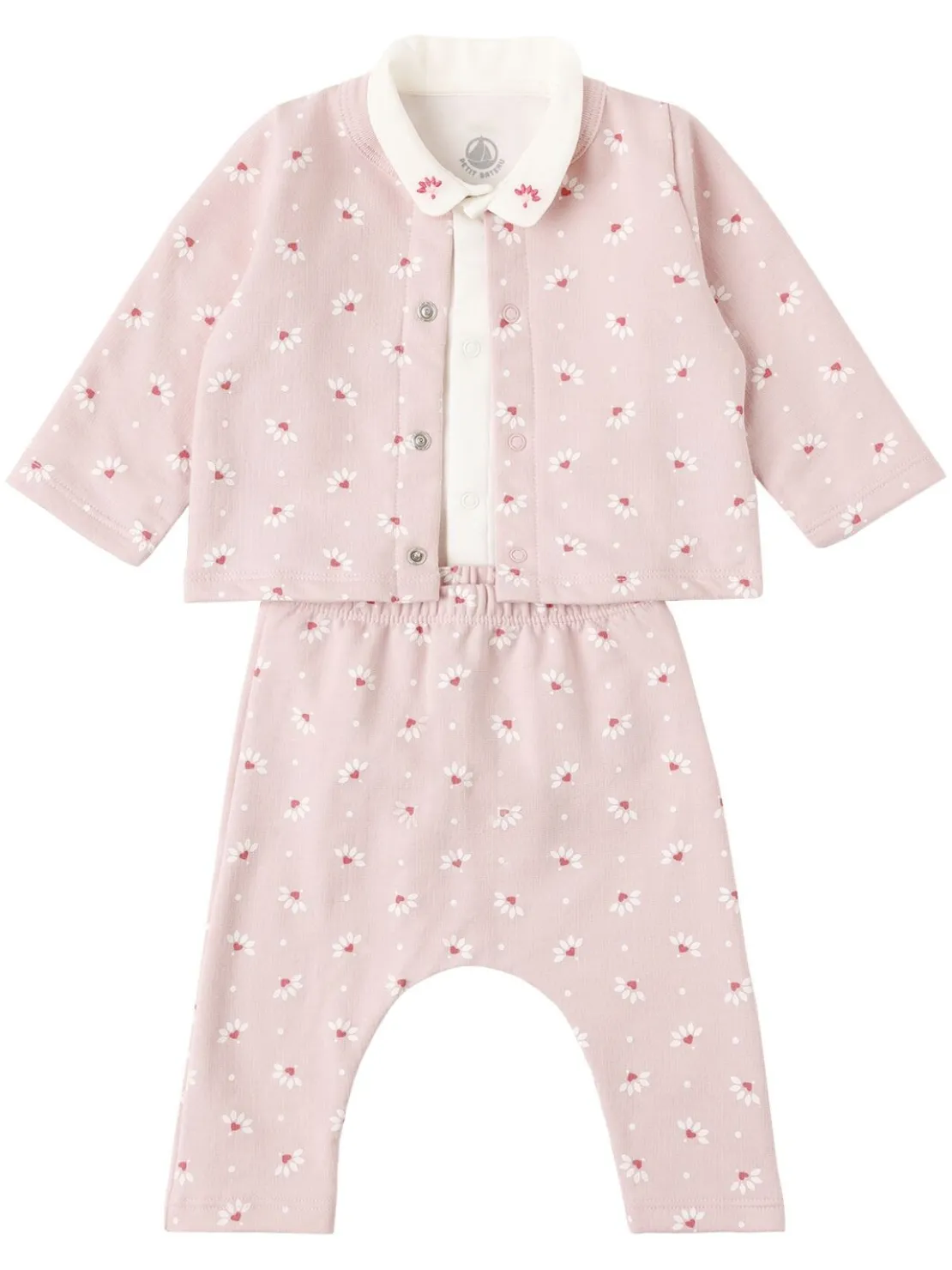 Cotton cardigan, bodysuit & pants