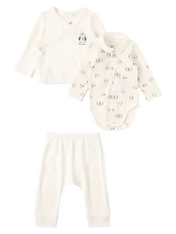 Cotton cardigan, bodysuit & pants