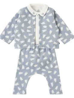 Cotton cardigan, bodysuit & pants