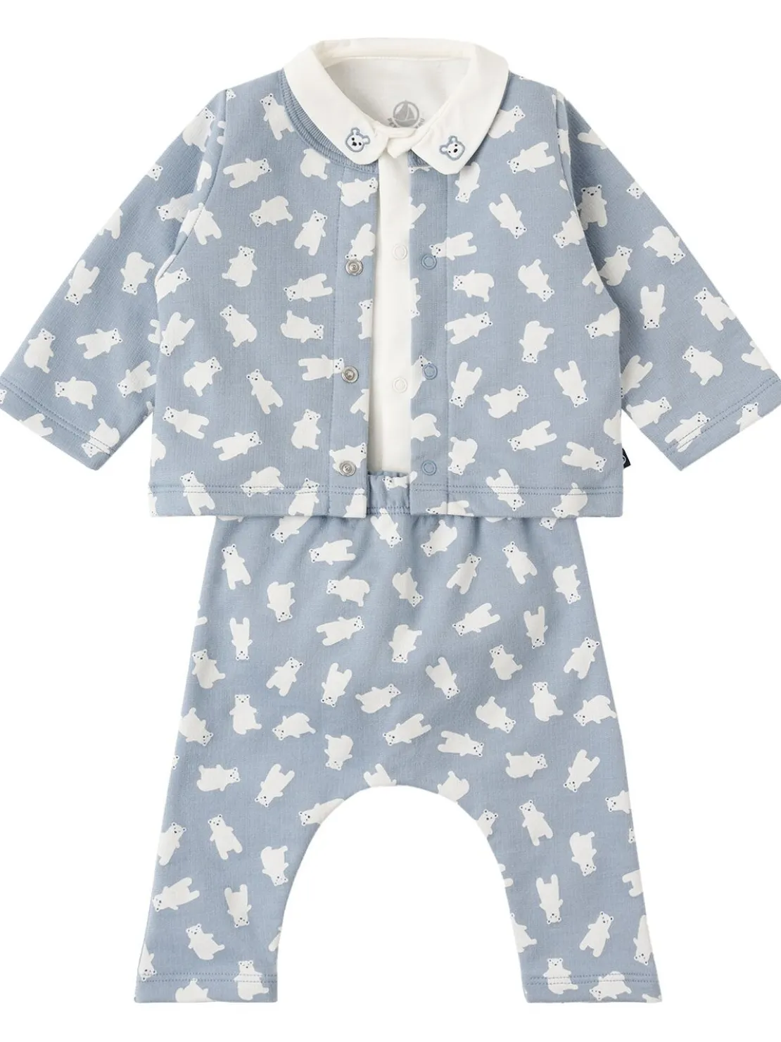 Cotton cardigan, bodysuit & pants