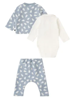 Cotton cardigan, bodysuit & pants