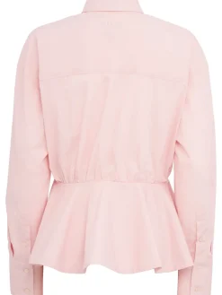 Cotton poplin shirt w/ peplum