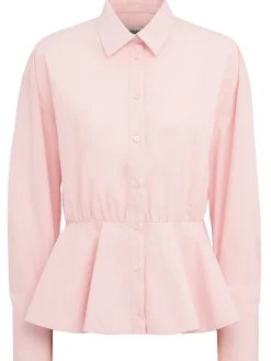 Cotton poplin shirt w/ peplum