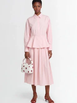 Cotton poplin shirt w/ peplum