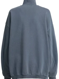 Cotton slouchy half-zip pullover