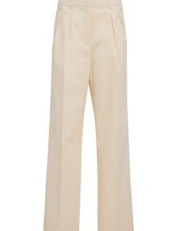 Cotton wide leg tailored pants