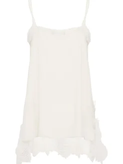 Crepe de chine camisole top w/ lace
