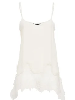 Crepe de chine camisole top w/ lace