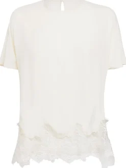 Crepe de chine top w/ lace