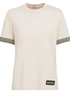 Crochet-Trimmed cotton logo t-shirt