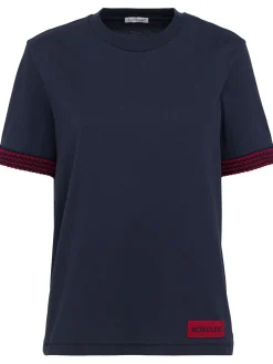 Crochet-Trimmed cotton logo t-shirt