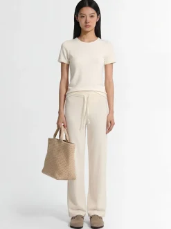 Cropped cotton & cashmere blend t-shirt