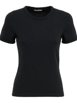 Cropped cotton & cashmere blend t-shirt