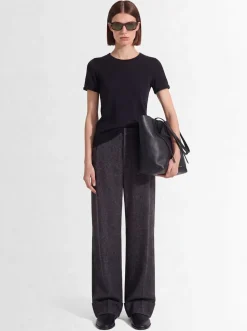 Cropped cotton & cashmere blend t-shirt