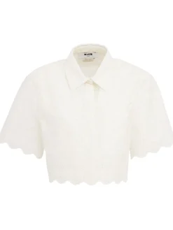 Cropped eyelet lace shirt