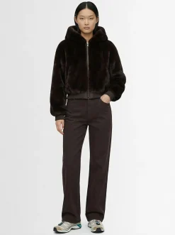 Cropped plush zip jacket
