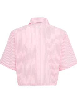 Cropped short sleeve cotton shirt