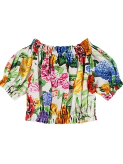 Crop top in cotone stampato
