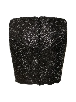 Crop top in tweed con paillettes