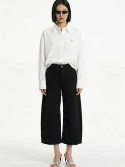 Curved cropped jeans