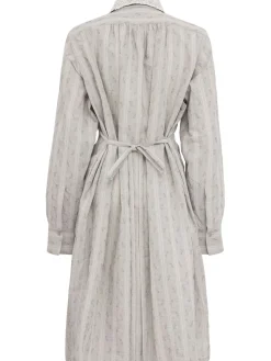 Ditsy striped cotton long sleeve dress