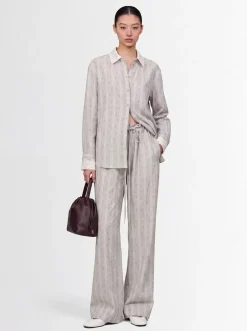 Ditsy striped cotton pants