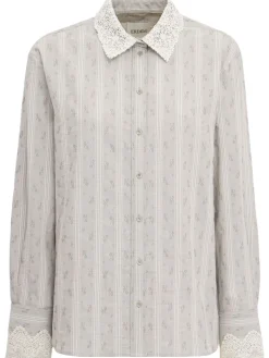 Ditsy striped cotton shirt