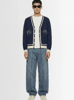 Double cupid embroidered wool cardigan