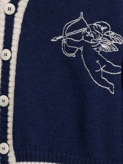 Double cupid embroidered wool cardigan