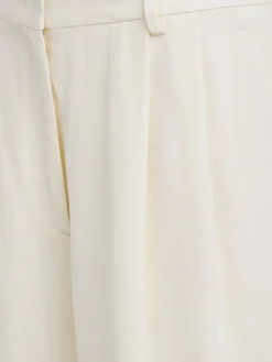 Double-pleat viscose & linen wide pants