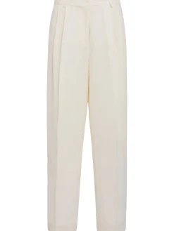 Double-pleat viscose & linen wide pants