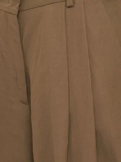 Double-pleat viscose & linen wide shorts