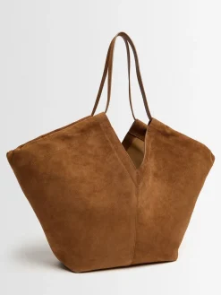 Eclipse ruched suede tote bag